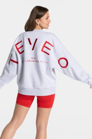 Signature Oversized Sweater für Frauen in Hellgrau