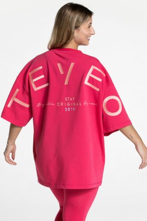 Signature Oversized T-Shirt in Berry für Damen