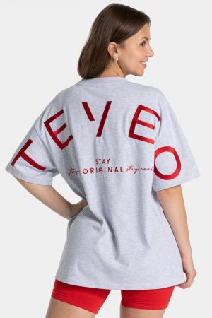 Signature Oversized T-Shirt Damenhose in Hellgrau