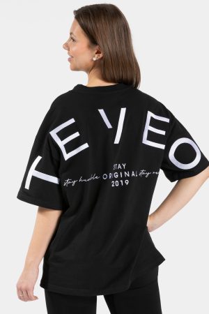 Signature Oversized T-Shirt für Frauen in Schwarz