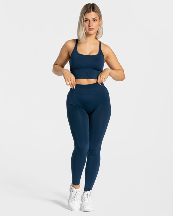 Damen Statement Scrunch Leggings Dunkelblau mit K – Bild 3