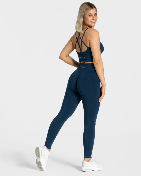 Damen Statement Scrunch Leggings Dunkelblau mit K – Bild 5