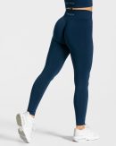 Damen Statement Scrunch Leggings Dunkelblau mit K