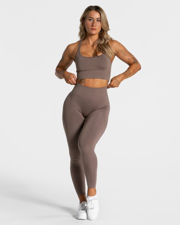 Statement Scrunch Leggings Damenhose in Mokka – Bild 3