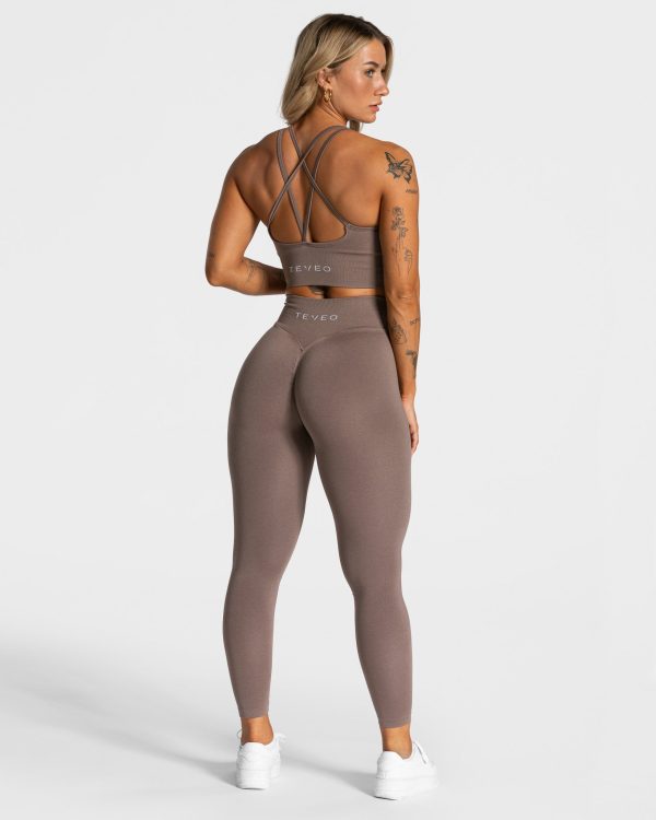 Statement Scrunch Leggings Damenhose in Mokka – Bild 5