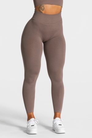 Statement Scrunch Leggings Damenhose in Mokka
