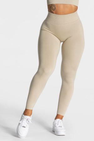 Statement Scrunch Leggings in Sand für Damen
