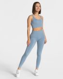 Statement Scrunch Leggings Stahlblau mit hoher Ta