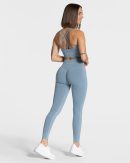 Statement Scrunch Leggings Stahlblau mit hoher Ta