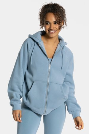 Modische Statement Oversized Jacke in Farbe Stahl