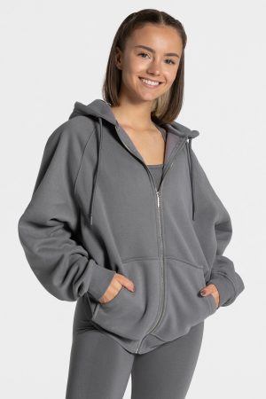 Damen Statement Oversized Jacke Graphit mit Komfo