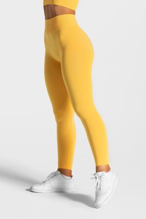 Statement Scrunch Leggings Gelb für Sport und All