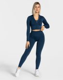 Statement Zip Jacke Dunkelblau mit hoher Taille