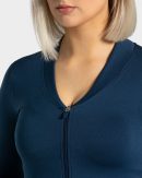 Statement Zip Jacke Dunkelblau mit hoher Taille