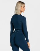 Statement Zip Jacke Dunkelblau mit hoher Taille