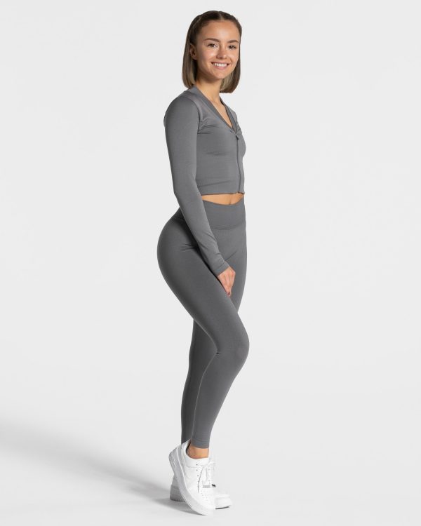 Statement Zip Jacke Damenhose in Graphit – Bild 3