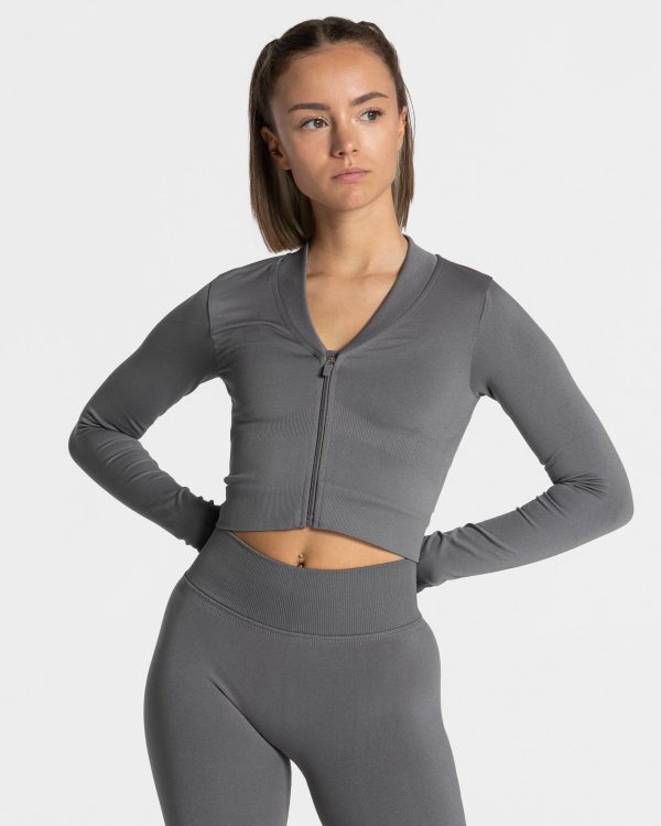 Statement Zip Jacke Damenhose in Graphit
