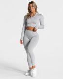 Statement Zip Jacke in Hellgrau für Damen