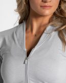 Statement Zip Jacke in Hellgrau für Damen