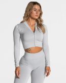 Statement Zip Jacke in Hellgrau für Damen