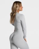 Statement Zip Jacke in Hellgrau für Damen