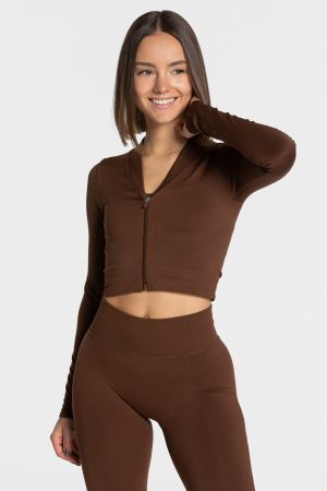 Statement Zip Jacke Kaffee für Sport und Alltag