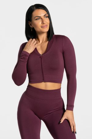 Statement Zip Jacke Pflaume für Sport und Alltag