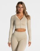 Modische Statement Zip Jacke in Farbe Sand