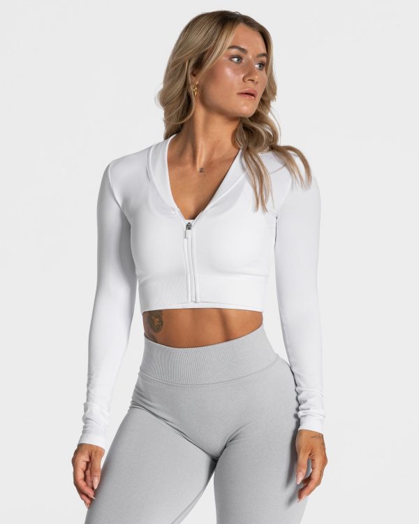 Statement Zip Jacke für Frauen in Weiß