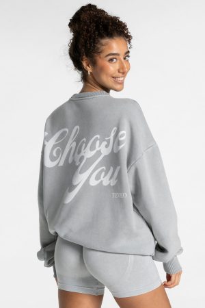 Acid Oversized Sweater für Frauen in Hellgrau