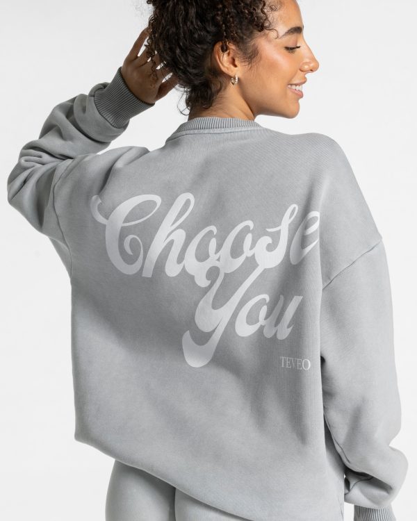 Acid Oversized Sweater für Frauen in Hellgrau – Bild 4