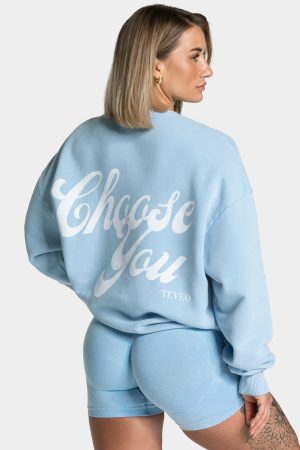 Acid Oversized Sweater Babyblau – bequem und styl