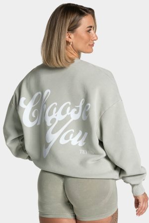 Acid Oversized Sweater in Salbei für Damen