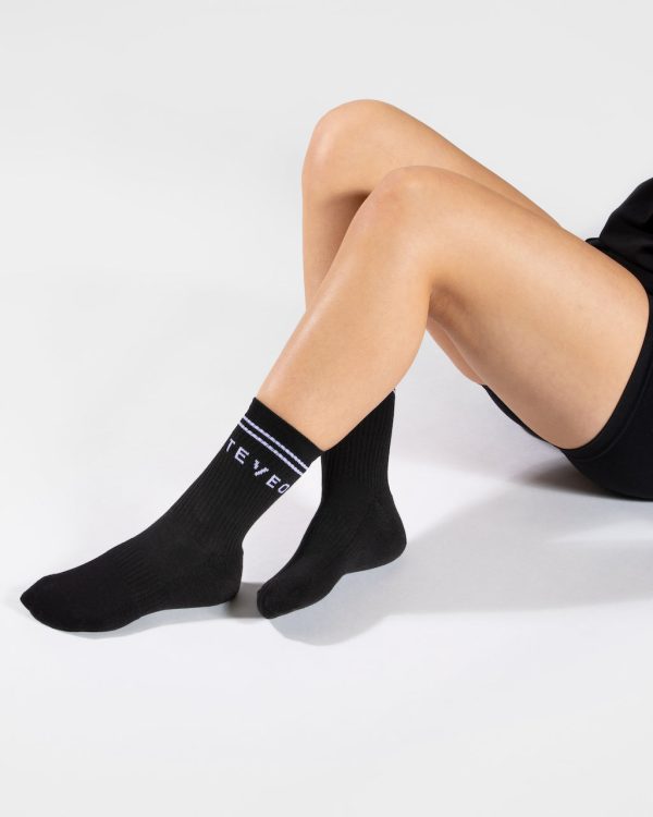 Damen TEVEO Crew Socken (2er) Schwarz mit Komfort – Bild 4