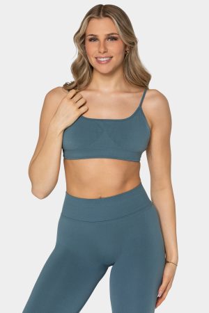 Femme Backless Bh Teal mit hoher Taille