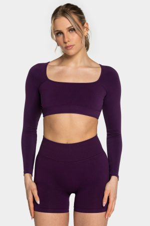 Modische Femme Backless Longsleeve in Farbe Auber
