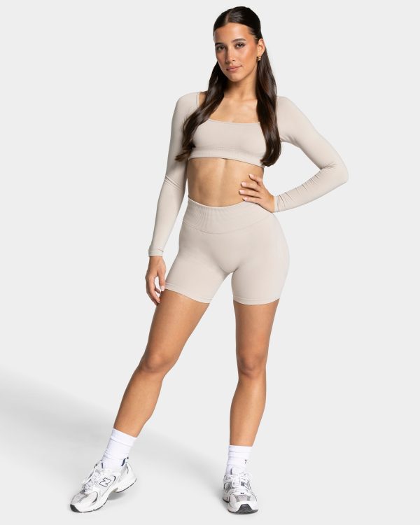 Modische Femme Backless Longsleeve in Farbe Cream – Bild 3