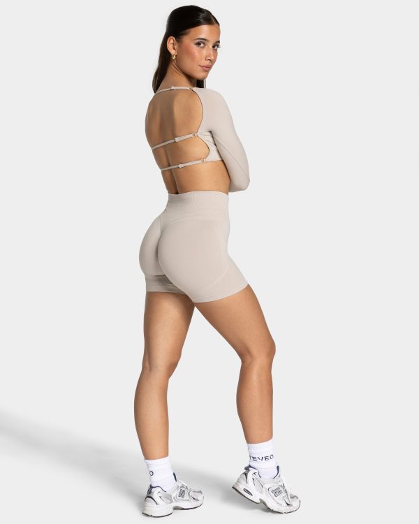 Modische Femme Backless Longsleeve in Farbe Cream – Bild 5