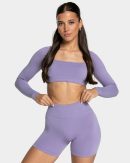 Damen Femme Backless Longsleeve Lavendel mit Komf