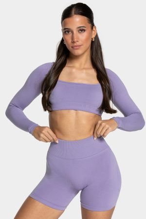 Damen Femme Backless Longsleeve Lavendel mit Komf