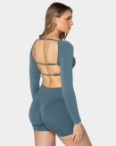 Damen Femme Backless Longsleeve Teal mit Komfort