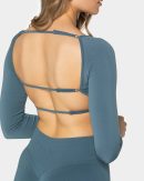Damen Femme Backless Longsleeve Teal mit Komfort