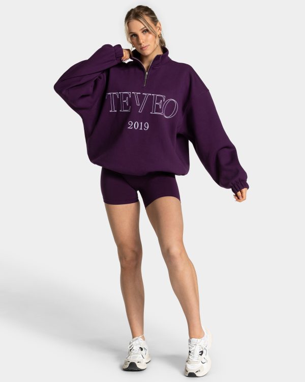 Femme Half Zip Sweater Aubergine für Sport und Al – Bild 3