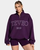 Femme Half Zip Sweater Aubergine für Sport und Al