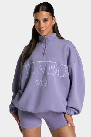 Femme Half Zip Sweater Lavendel für Sport und All