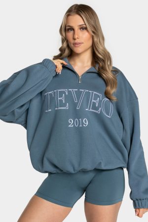 Femme Half Zip Sweater für Frauen in Teal