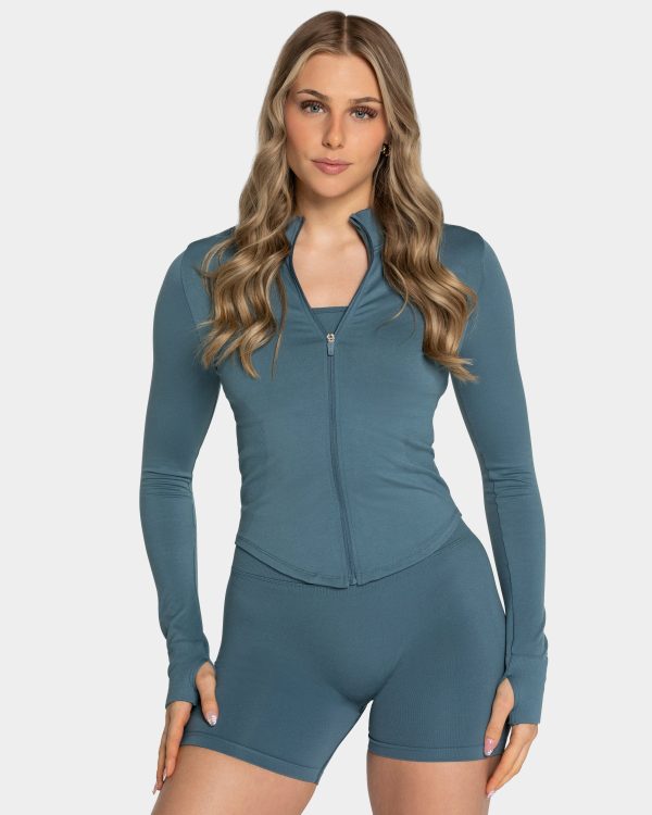 Femme Shaping Zip Jacke in Teal für Damen
