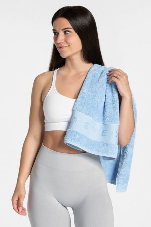 TEVEO Fitness Handtuch Ice Blue mit hoher Taille