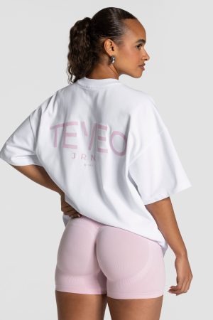 Journey Oversized T-Shirt Weiß mit hoher Taille