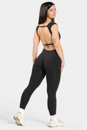 Femme Backless Jumpsuit in Schwarz für Damen